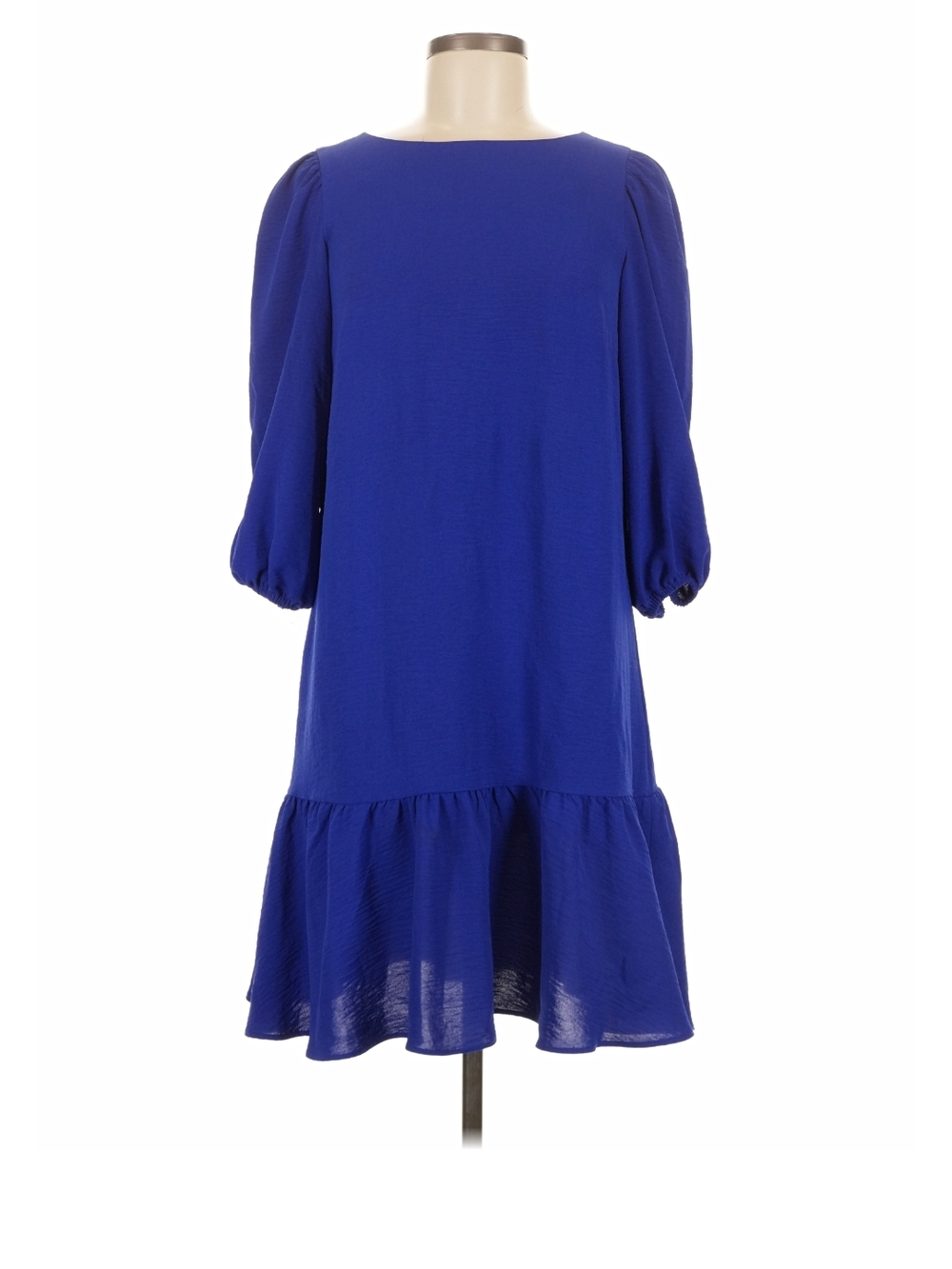 DKNY Cobalt Blue Puff-Sleeve Mini Dress